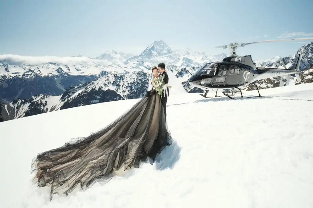 glacier wedding helicopter elopement new zealand