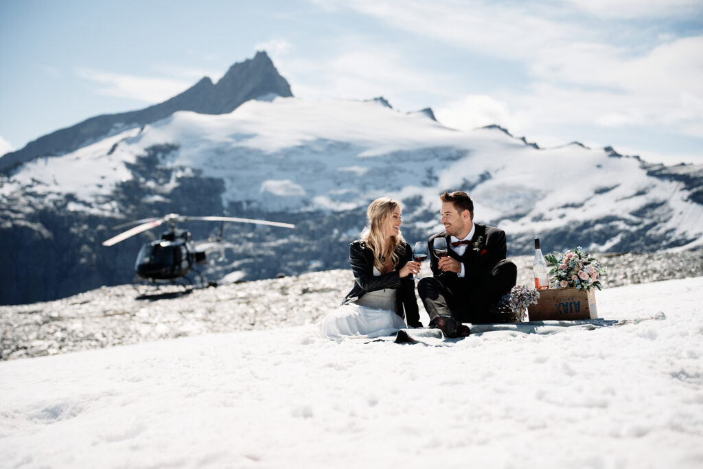 Maggie & Darren’s Queenstown NZ Tyndall Glacier + Cecil Peak Heli Wedding Elopement