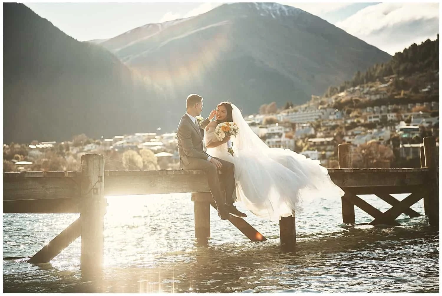 Iris and Marc's lakeside elopement wedding in Queenstown, NZ.