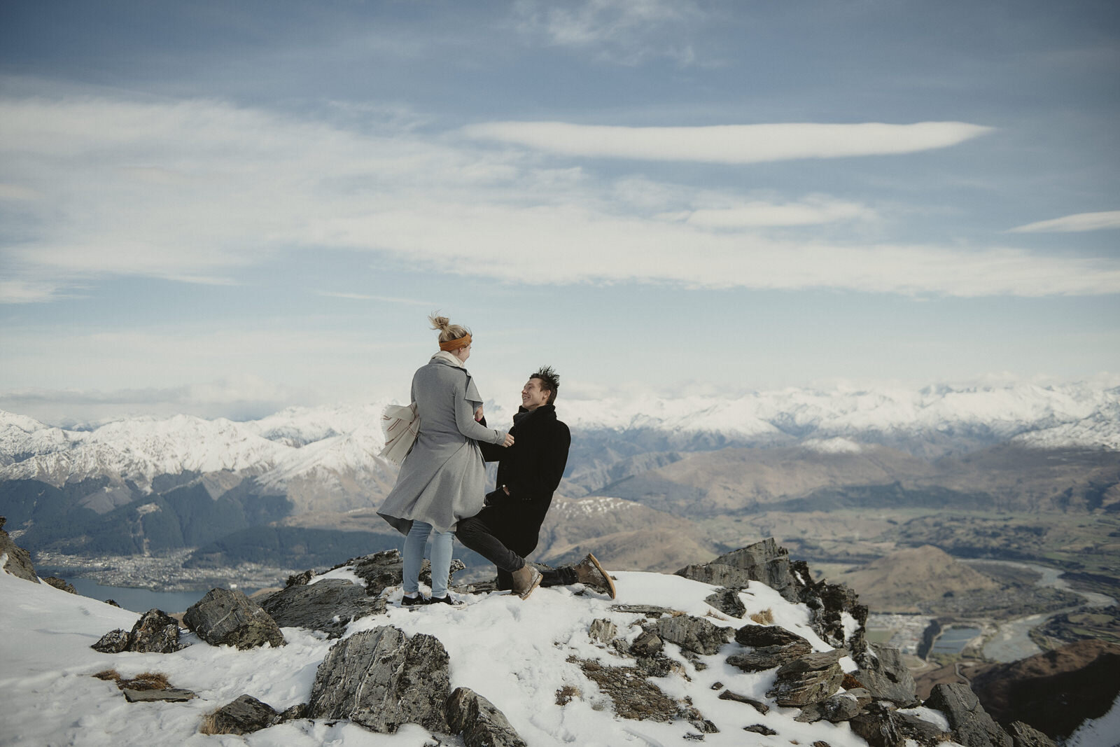 Engagement Proposal on Cecil Peak with Helicopter