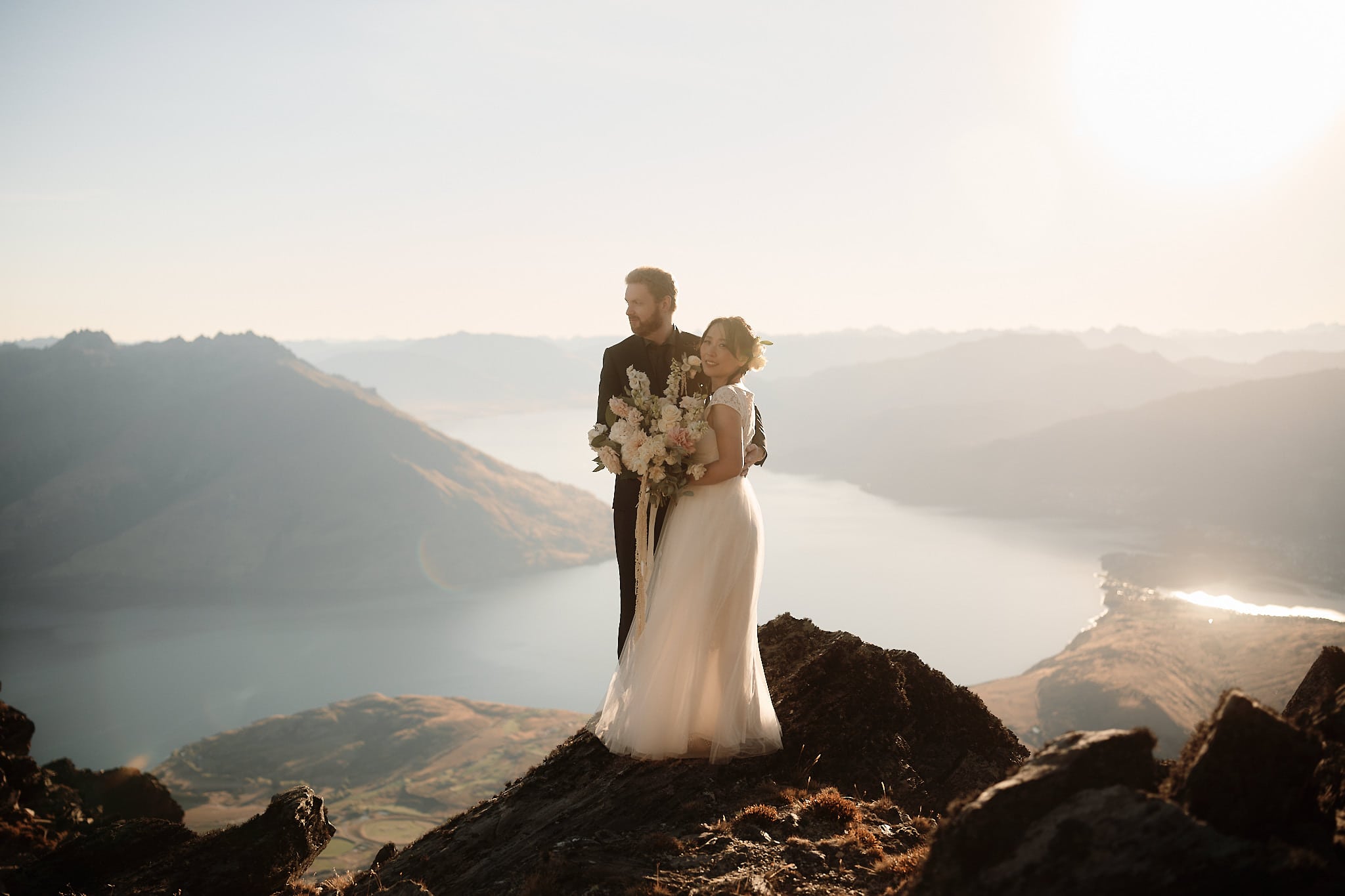 yoko queenstown nz pre-wedding shoot helicopter heli-wedding elopement remarkables