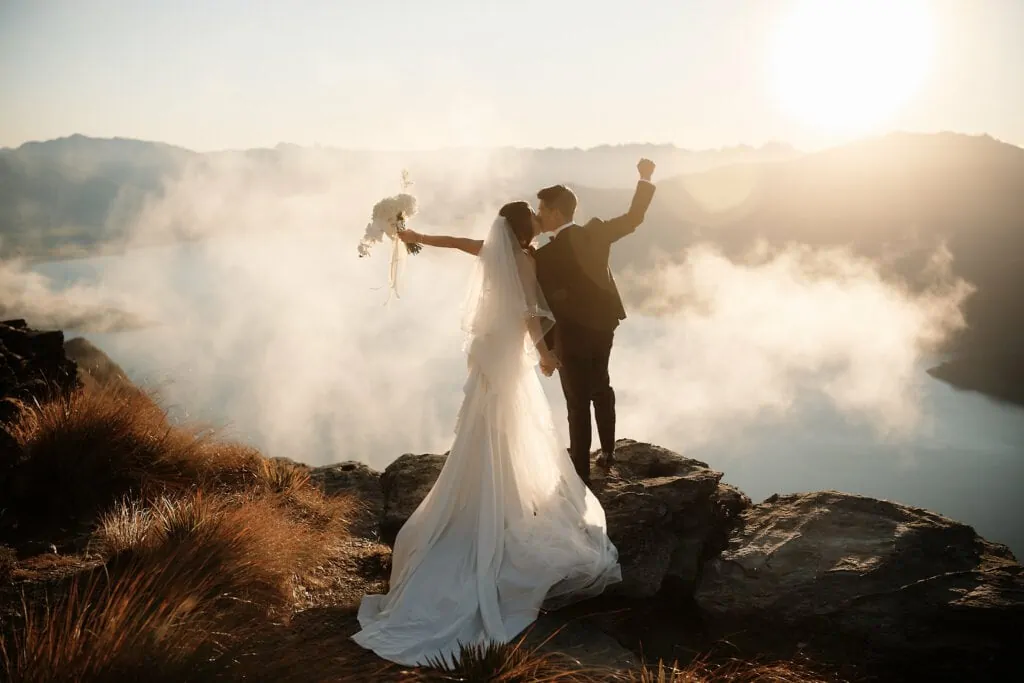 cecil peak ledge heli wedding queenstown new zealand elopement photographer