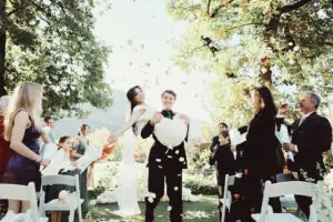 Josh Yates - Portfolio: Wedding couple confetti ceremony.