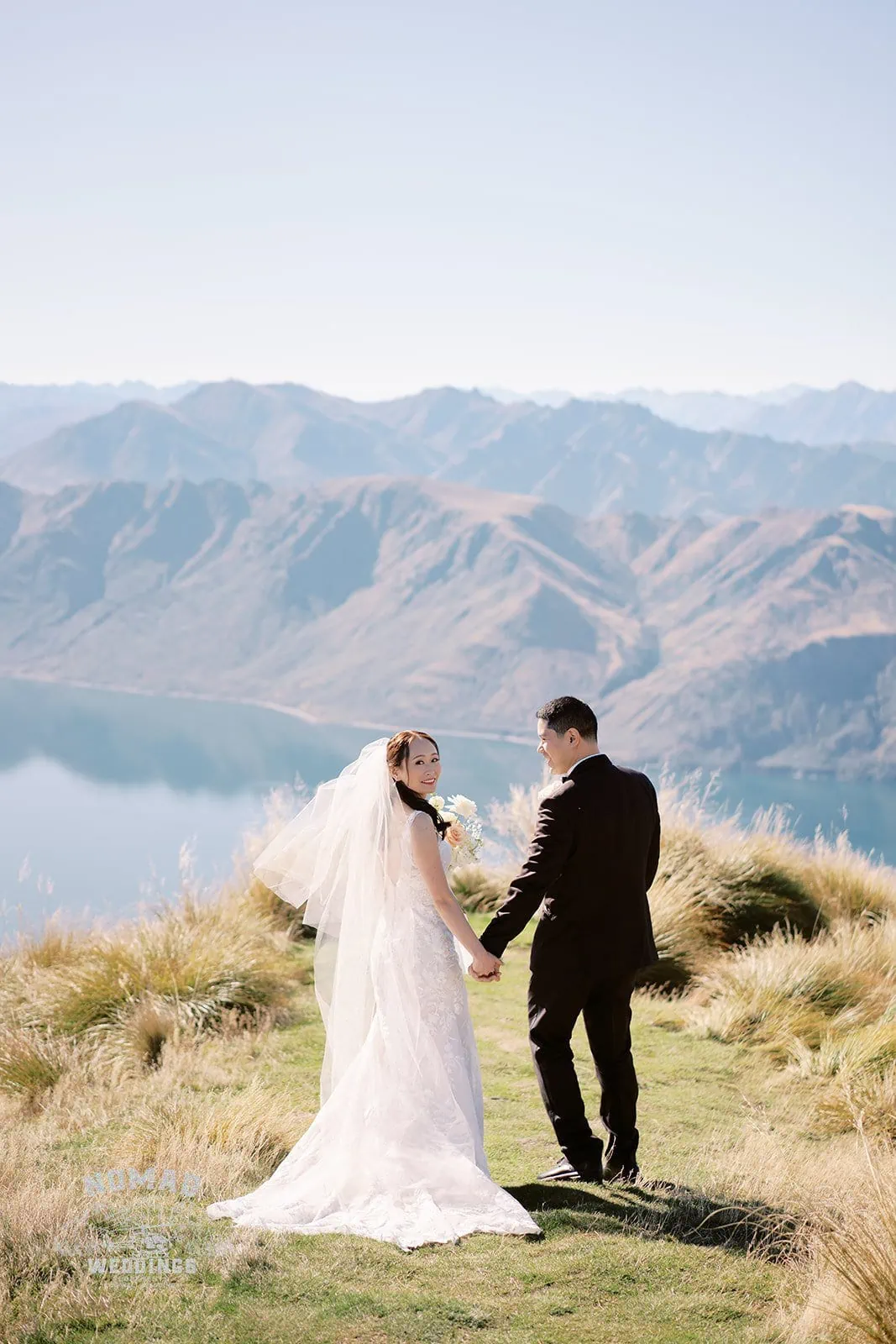 Lora & Jason's Queenstown New Zealand Elopement Wedding Photographer Earnslaw Burn Heli