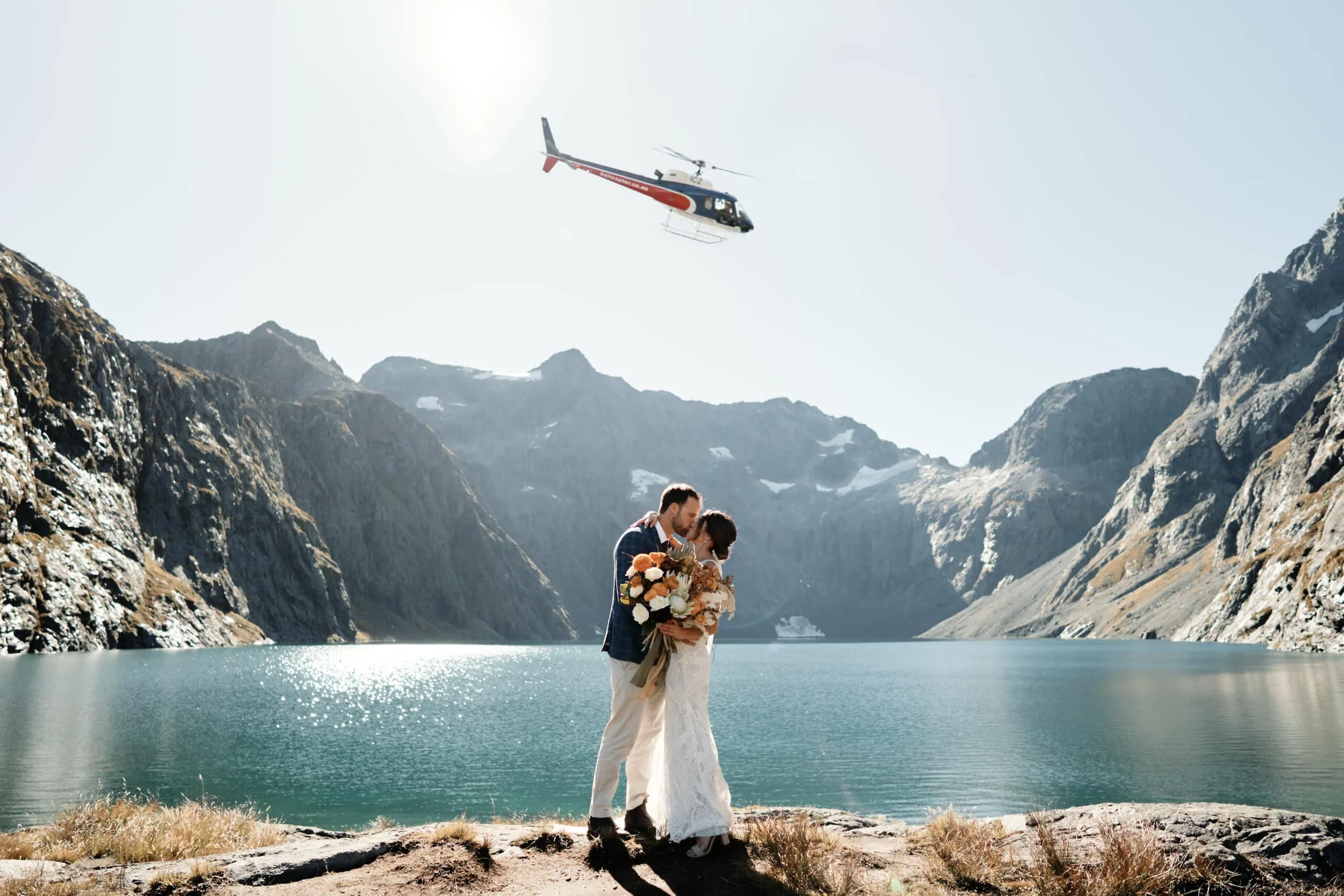 Queenstown New Zealand Heli Elopement Wedding Elopement Wedding Photographer Lake Erskine Mitre Peak Tutoko Glacier Earnslaw Burn