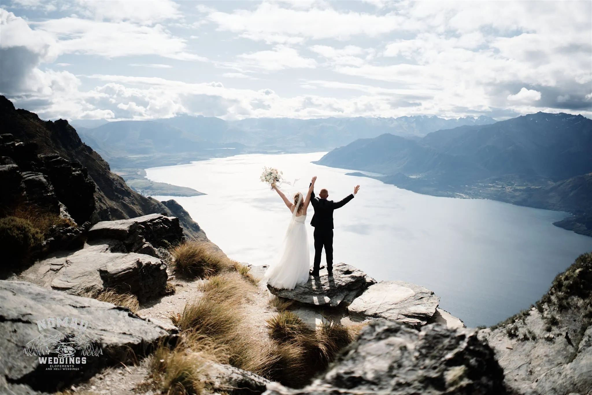 Amy and Michael have a breathtaking Heli Wedding on the Ledge of Cecil Peak, with stunning views of Lake Wanaka.