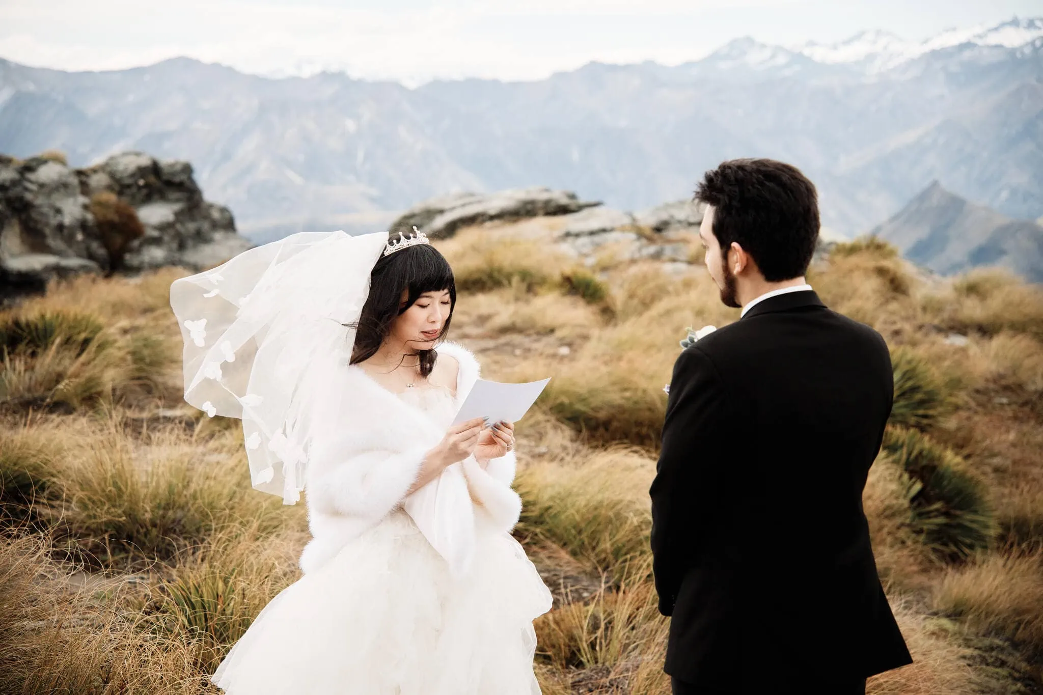 Carlos and Wanzhu's intimate elopement wedding on Cecil Peak.