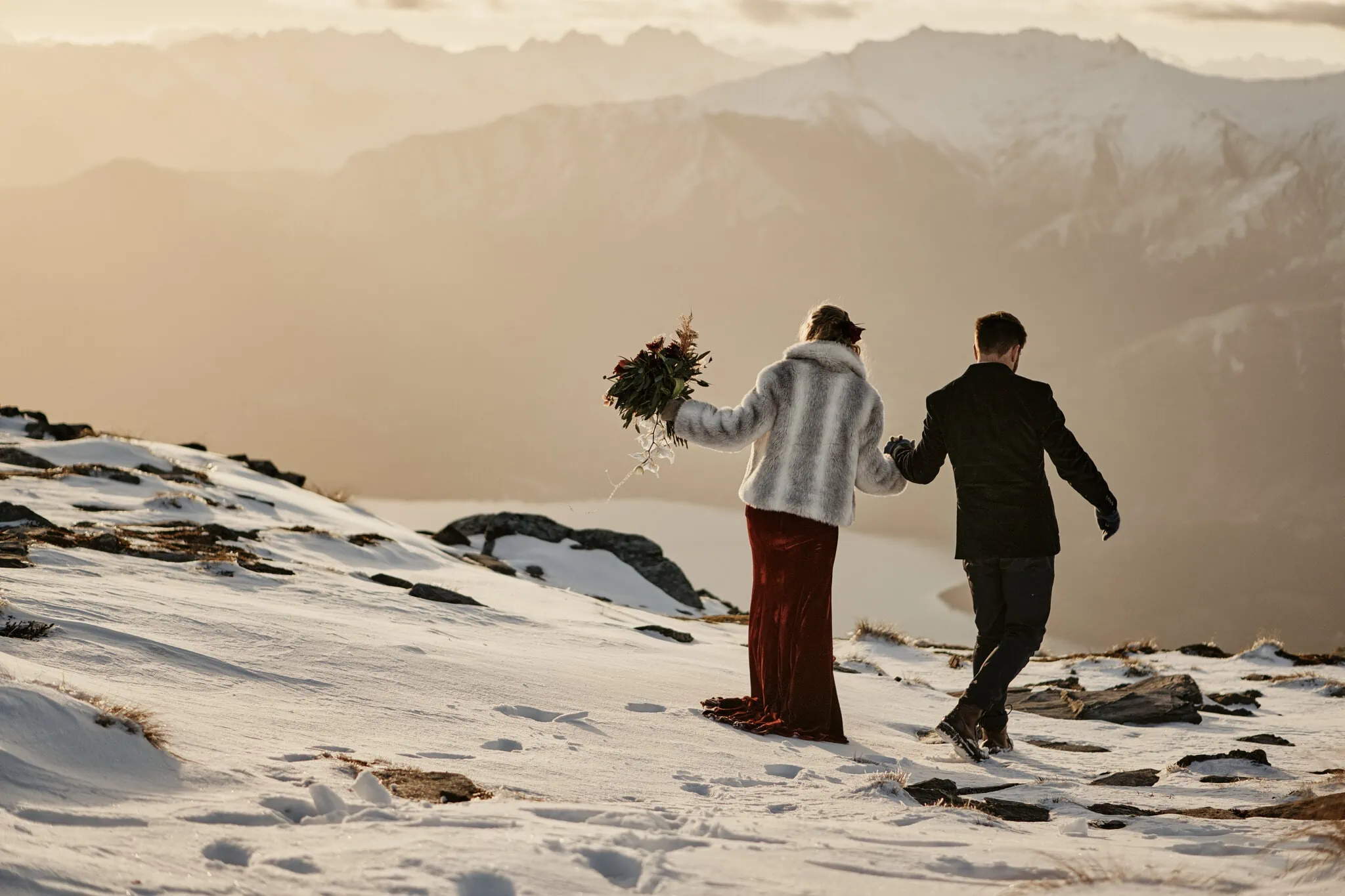 Keywords used: Claire and Rob, snowy mountain.

Description: Claire and Rob have a picturesque heli elopement wedding at Cecil Peak, walking up a snowy mountain.