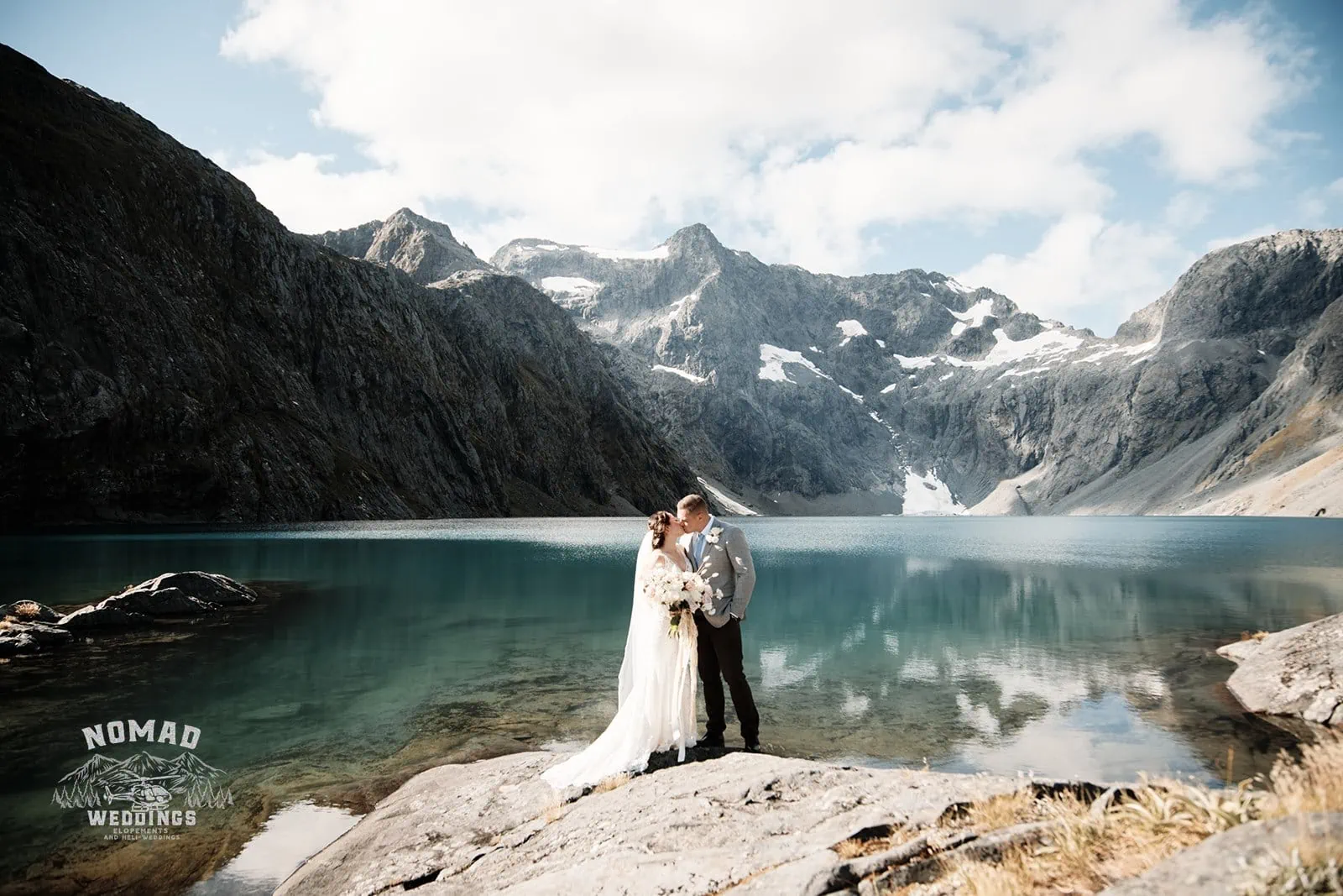 Amy & Eden's enchanting Lake Erskine heli elopement wedding in New Zealand.