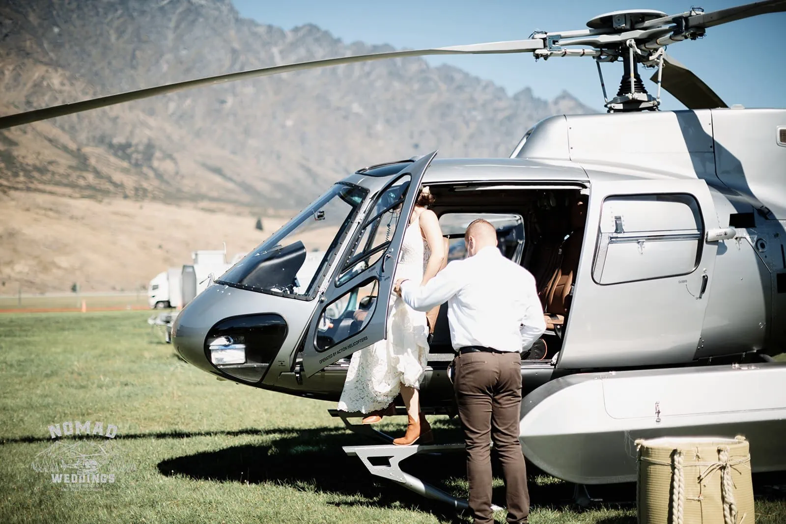 Amy and Eden's enchanting helicopter elopement wedding at Lake Erskine.