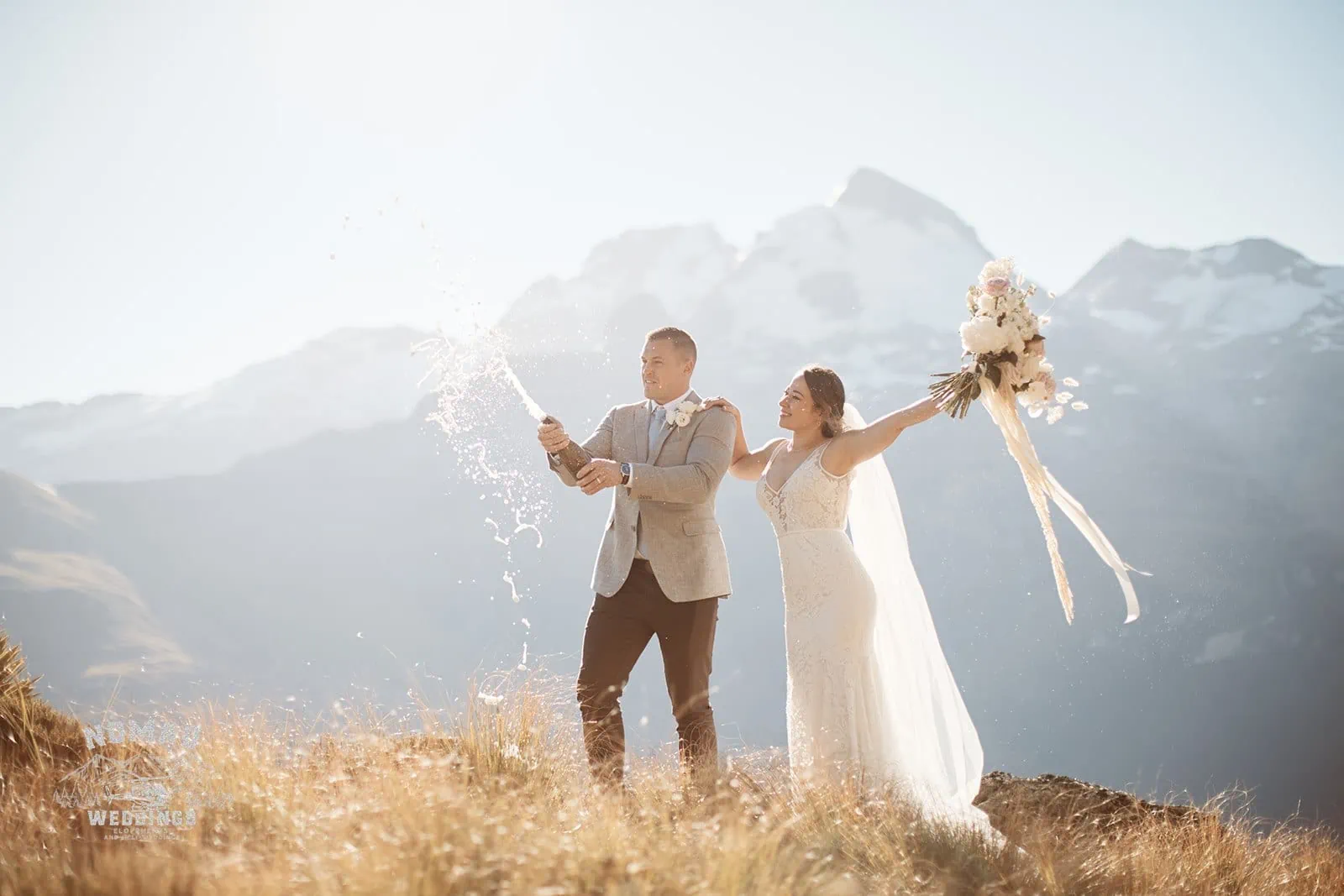 Amy and Eden's enchanting mountain elopement wedding in New Zealand.