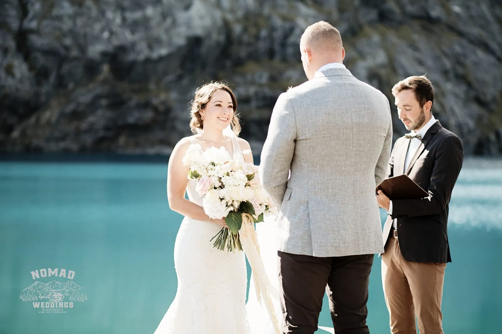 Amy and Eden have an enchanting lakefront wedding ceremony.