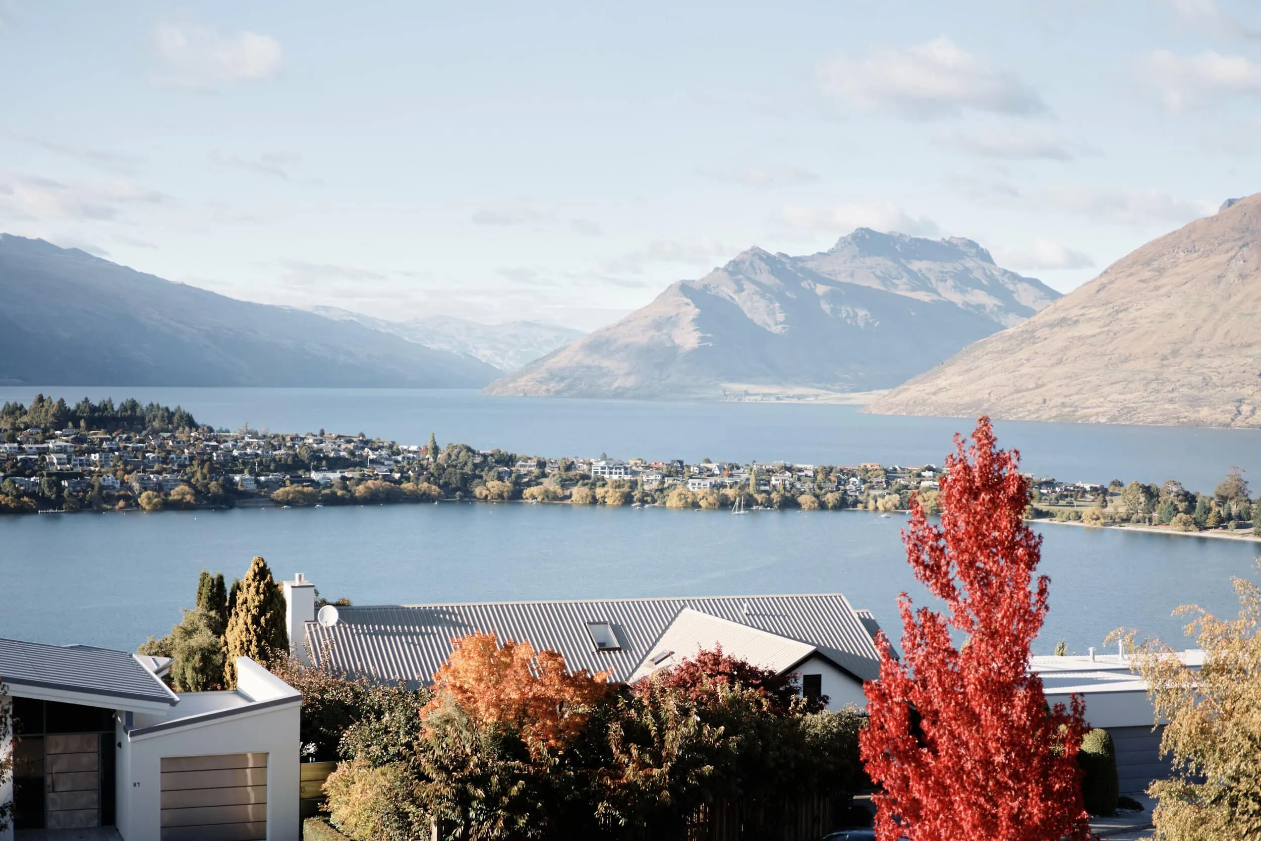 A view of lake wakawaka from the top of a hill.