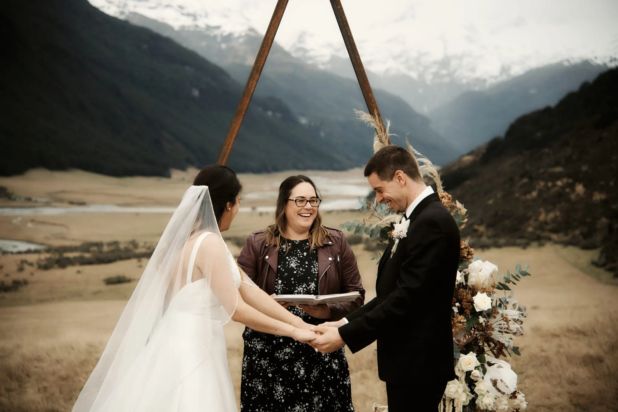 Michelle and Vedran's Rees Valley Station elopement wedding in front of majestic mountains.