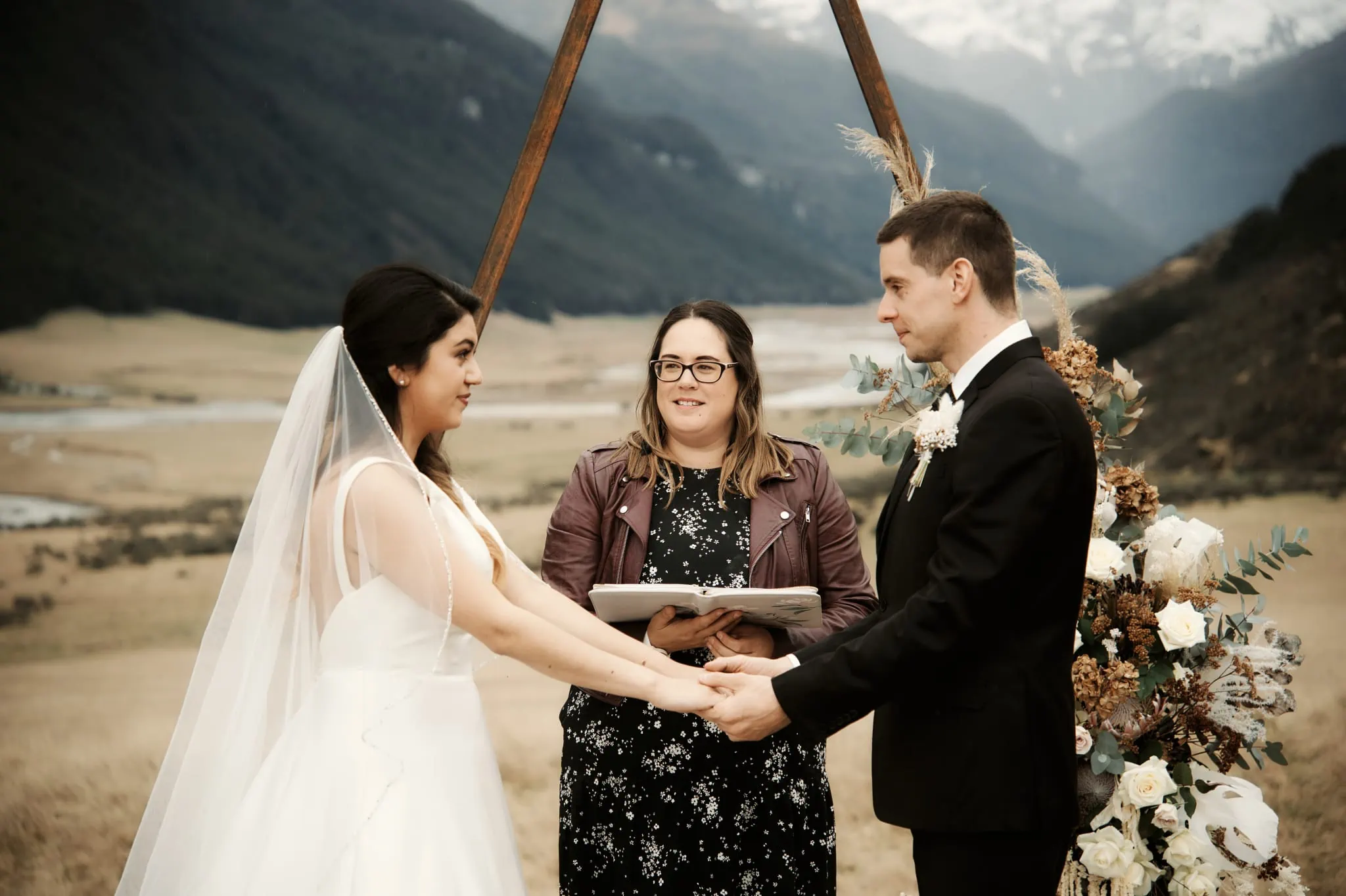 Michelle and Vedran have a beautiful Rees Valley Station elopement wedding, exchanging vows in front of majestic mountains.
