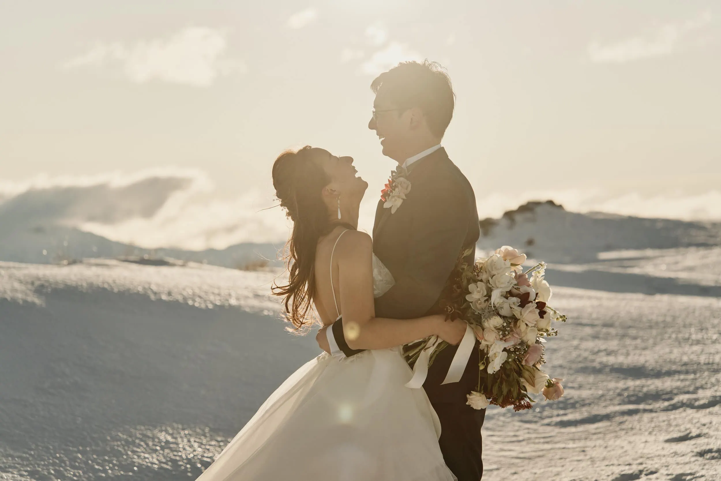 Stephanie and Carven's romantic elopement captured amidst the breathtaking scenery of the Remarkables