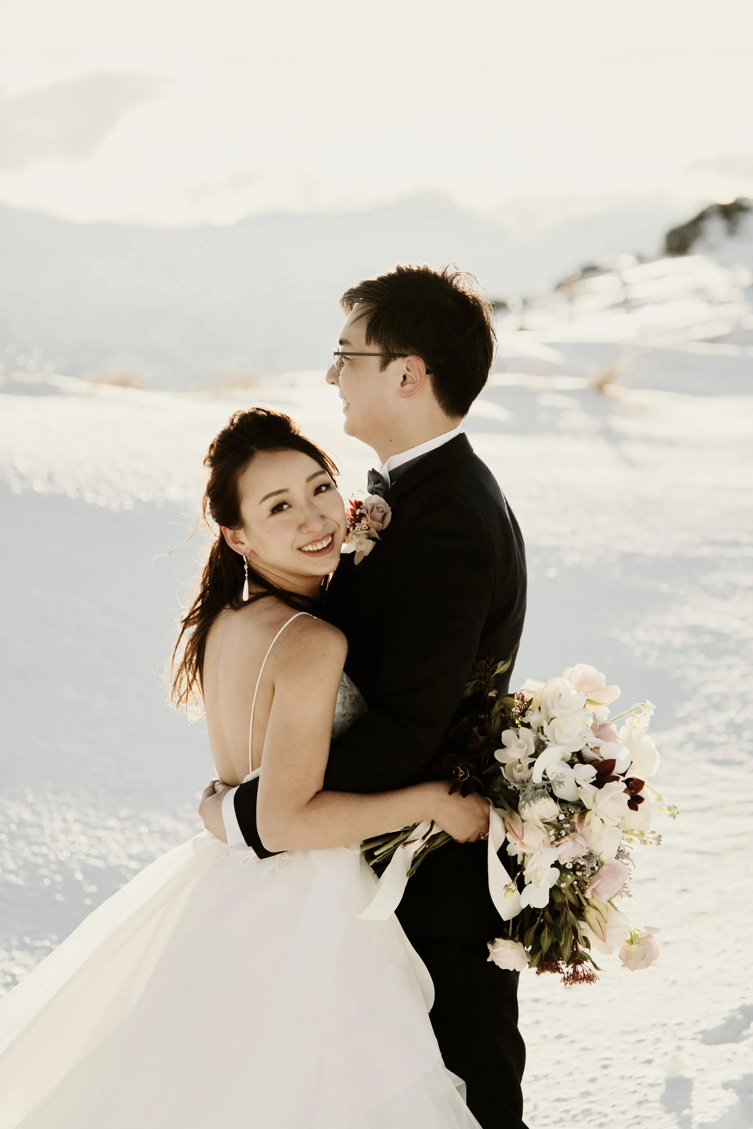 Stephanie and Carven's romantic elopement captured amidst the breathtaking scenery of the Remarkables