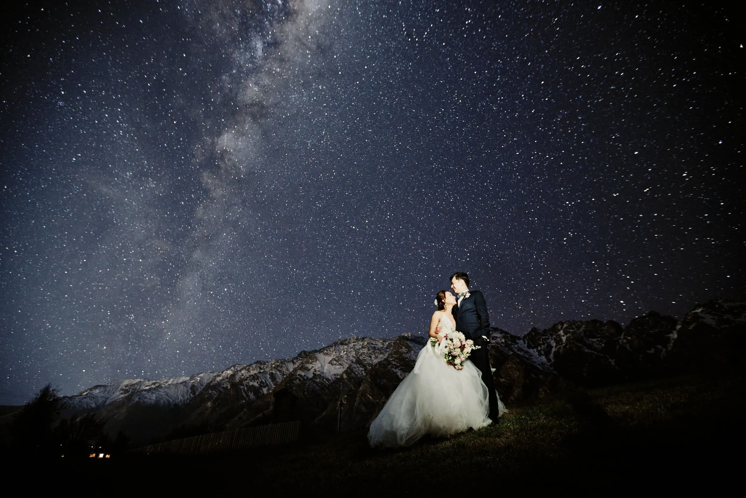 Stephanie and Carven's romantic elopement captured under the starry sky