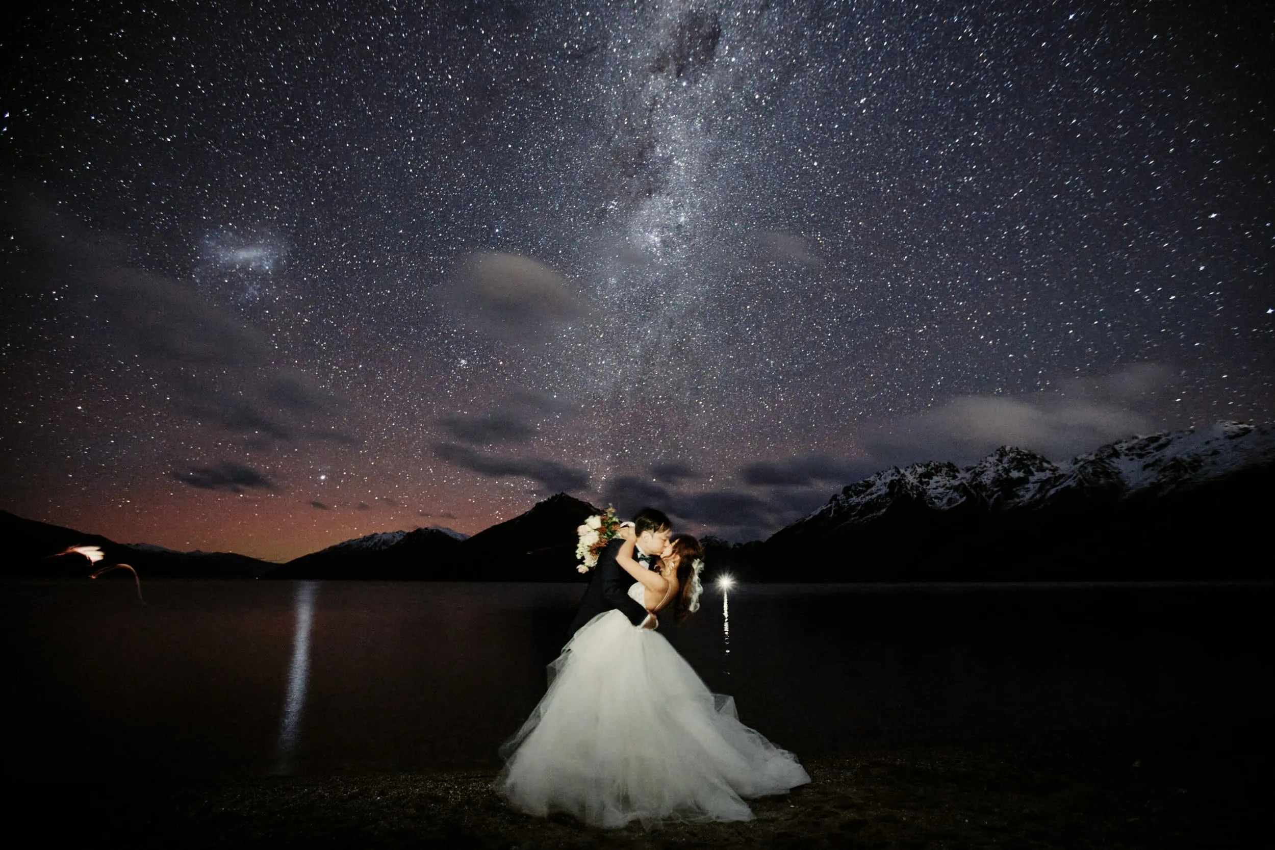 Stephanie and Carven's romantic elopement captured under the starry sky