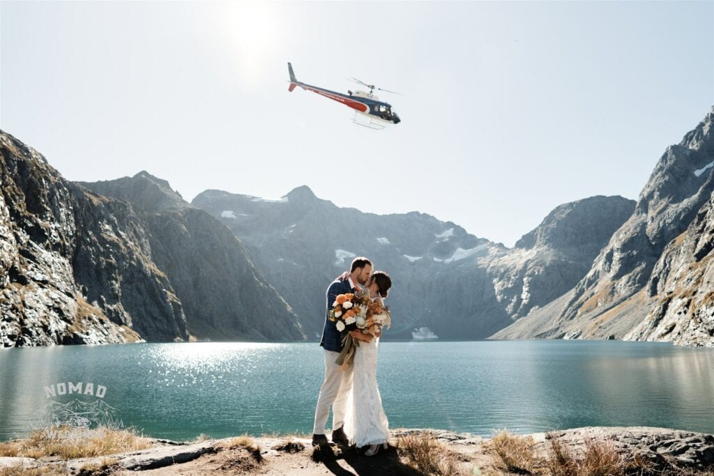 Mick and Gemma's lakefront helicopter elopement wedding.