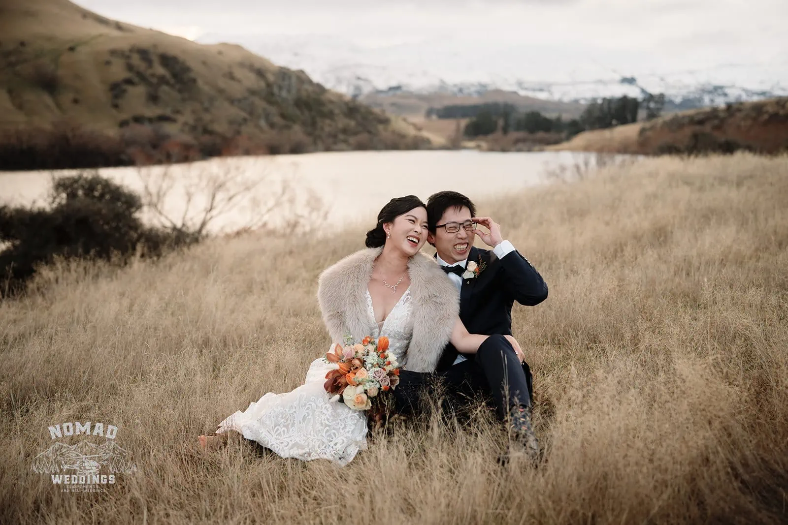 Keywords used: New Zealand, Queenstown

Description: Joanna and Tony, a bride and groom from New Zealand, pose for a pre-wedding photoshoot in the stunning fields of Queenstown with
