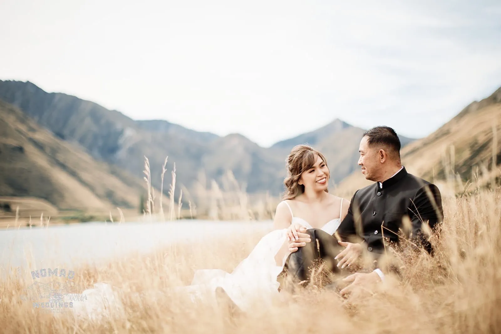 Nhi & Nicholas' pre-wedding shoot set near a lake in Queenstown, NZ.