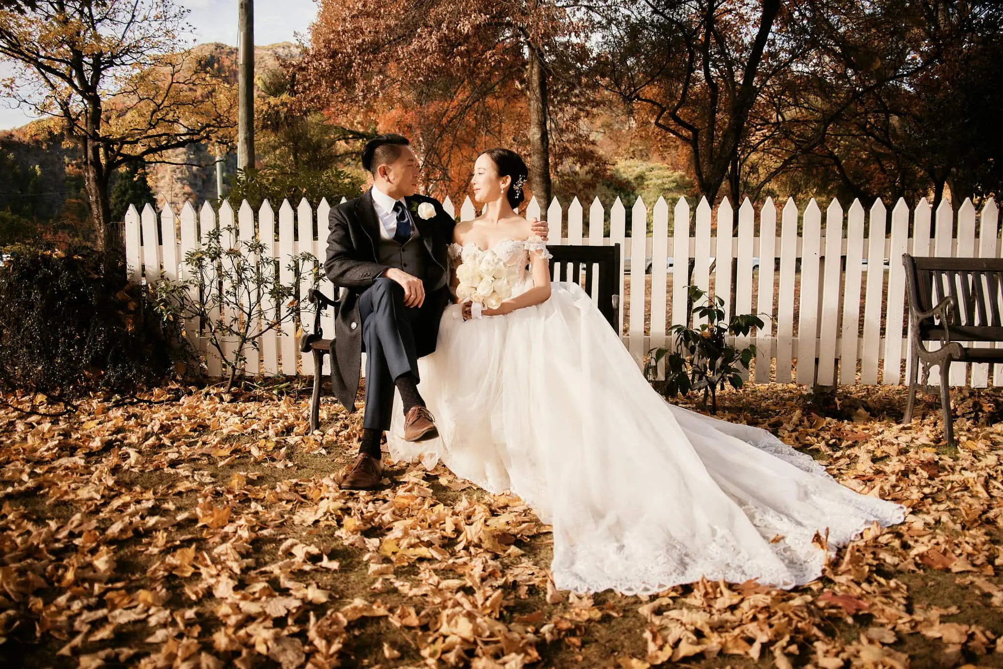 Queenstown New Zealand Elopement Wedding Photographer - Keywords: Sarah and Tim, autumn leaves