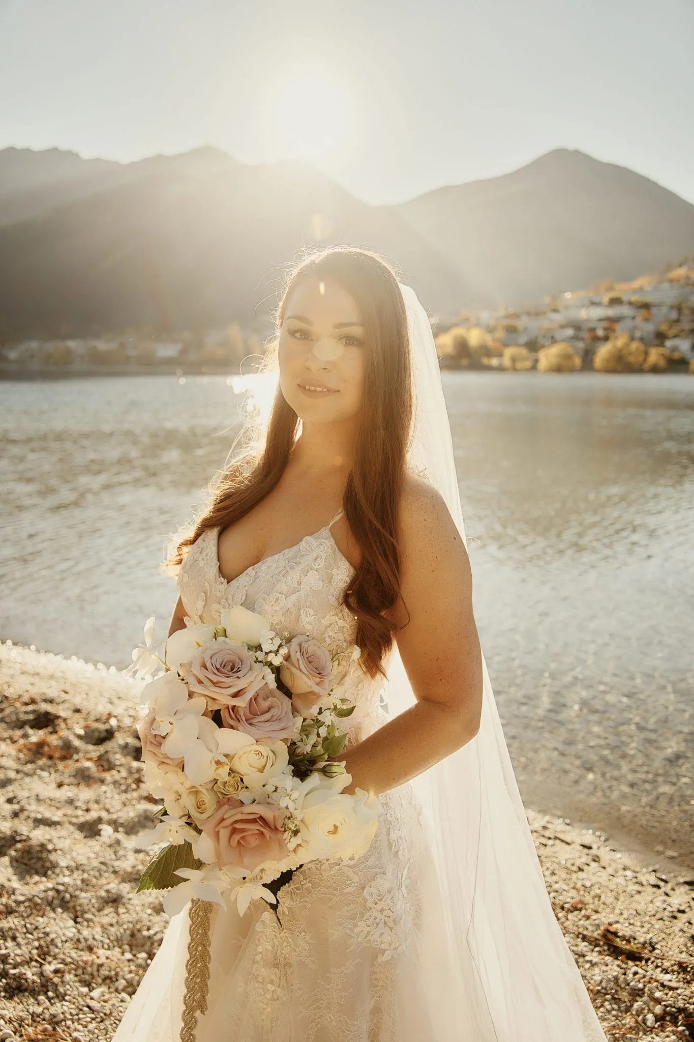 Queenstown New Zealand Elopement Wedding Photographer - Keywords: Ashleigh and Anthony, wedding dress.