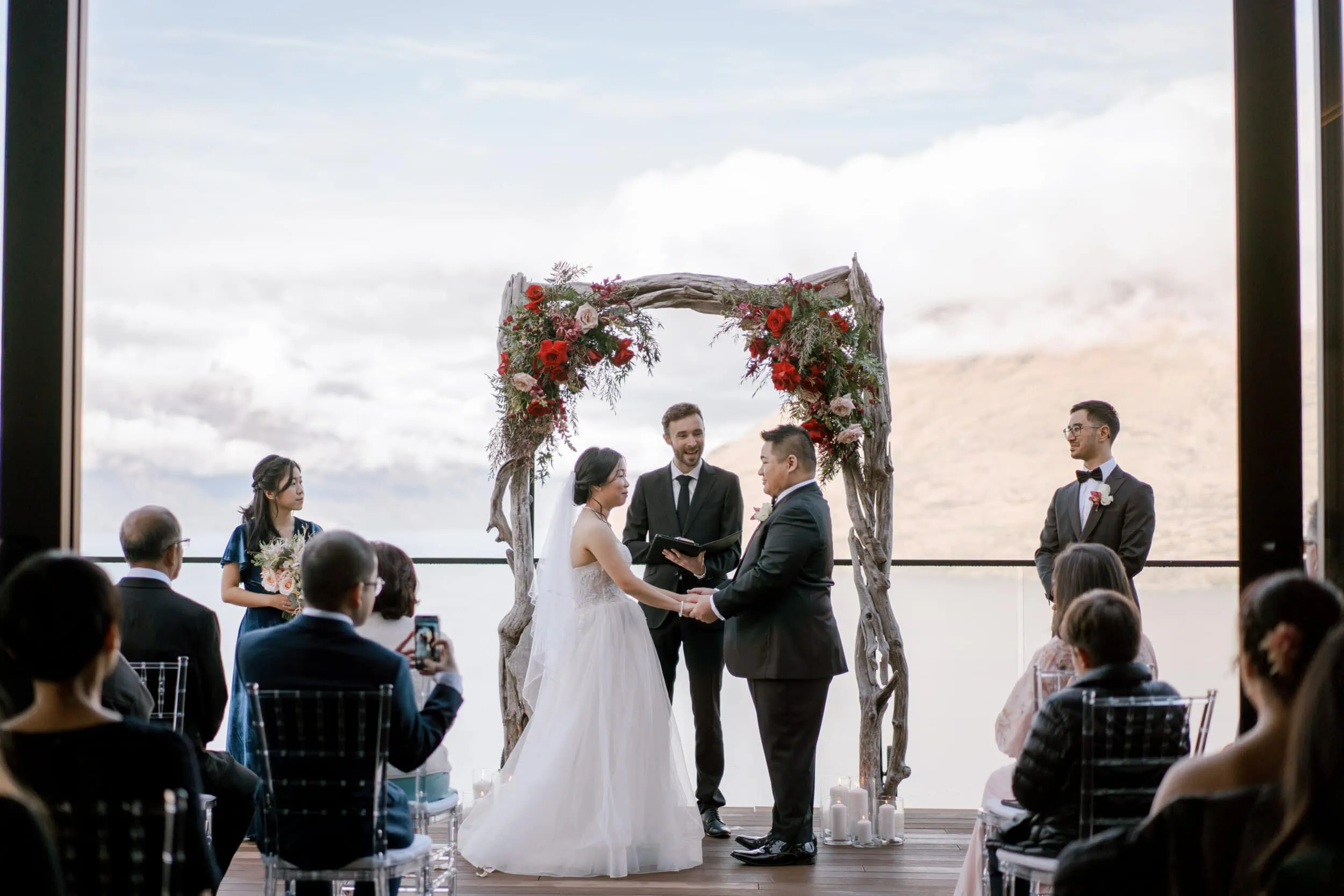 Queenstown New Zealand Elopement Wedding Photographer - Lam and Wendy's Kamana Lakehouse Wedding in Queenstown, New Zealand includes a vow exchange and heli shoot.
