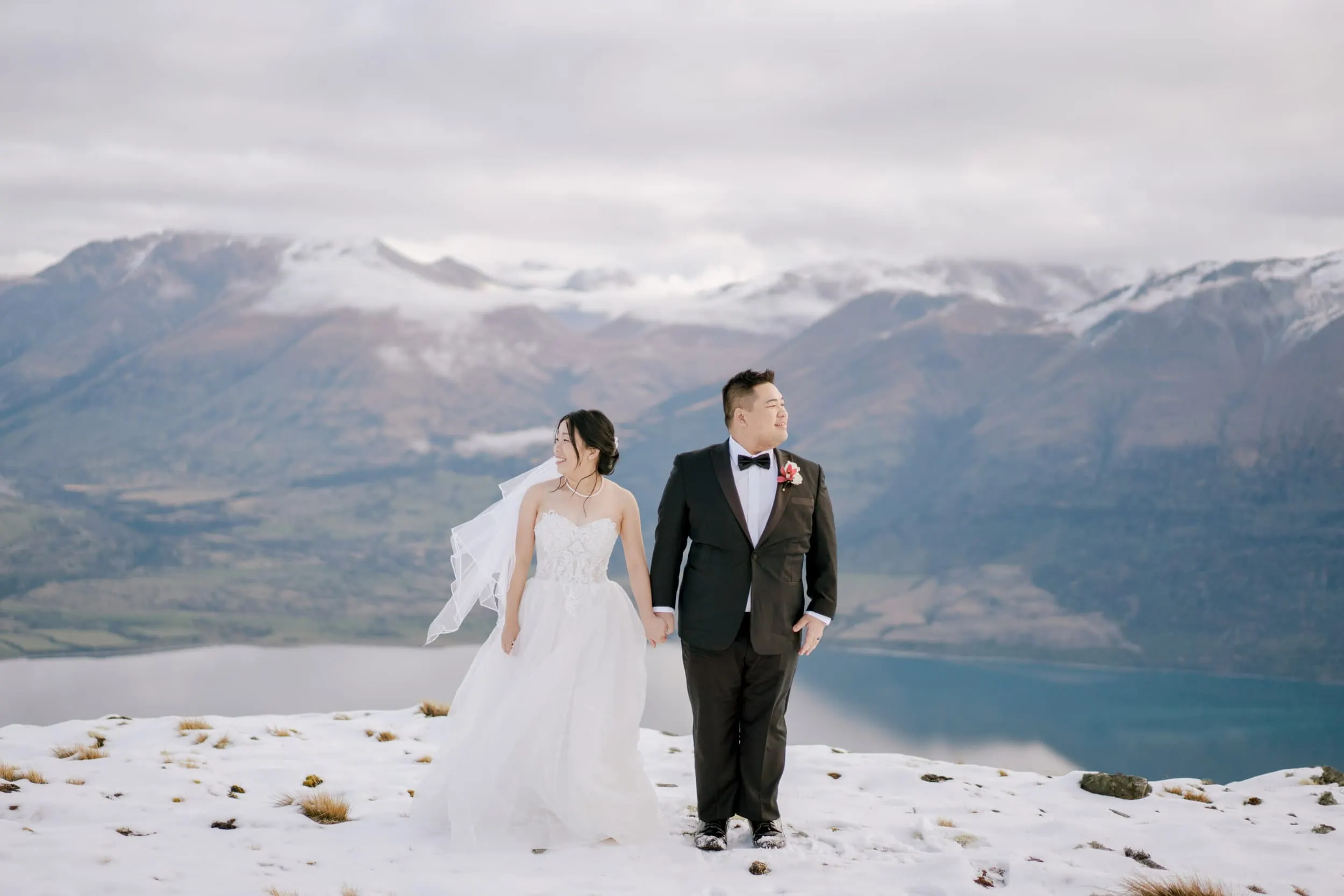Queenstown New Zealand Elopement Wedding Photographer - Lam and Wendy's Kamana Lakehouse Wedding atop Wanaka Mountain.