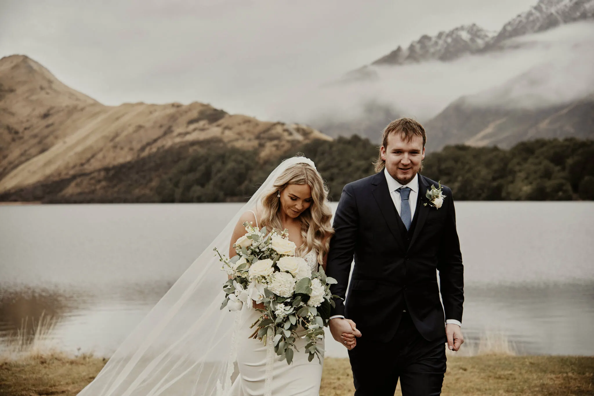 Queenstown New Zealand Elopement Wedding Photographer - Rebecca and Dylan's enchanting Moke Lake elopement wedding.