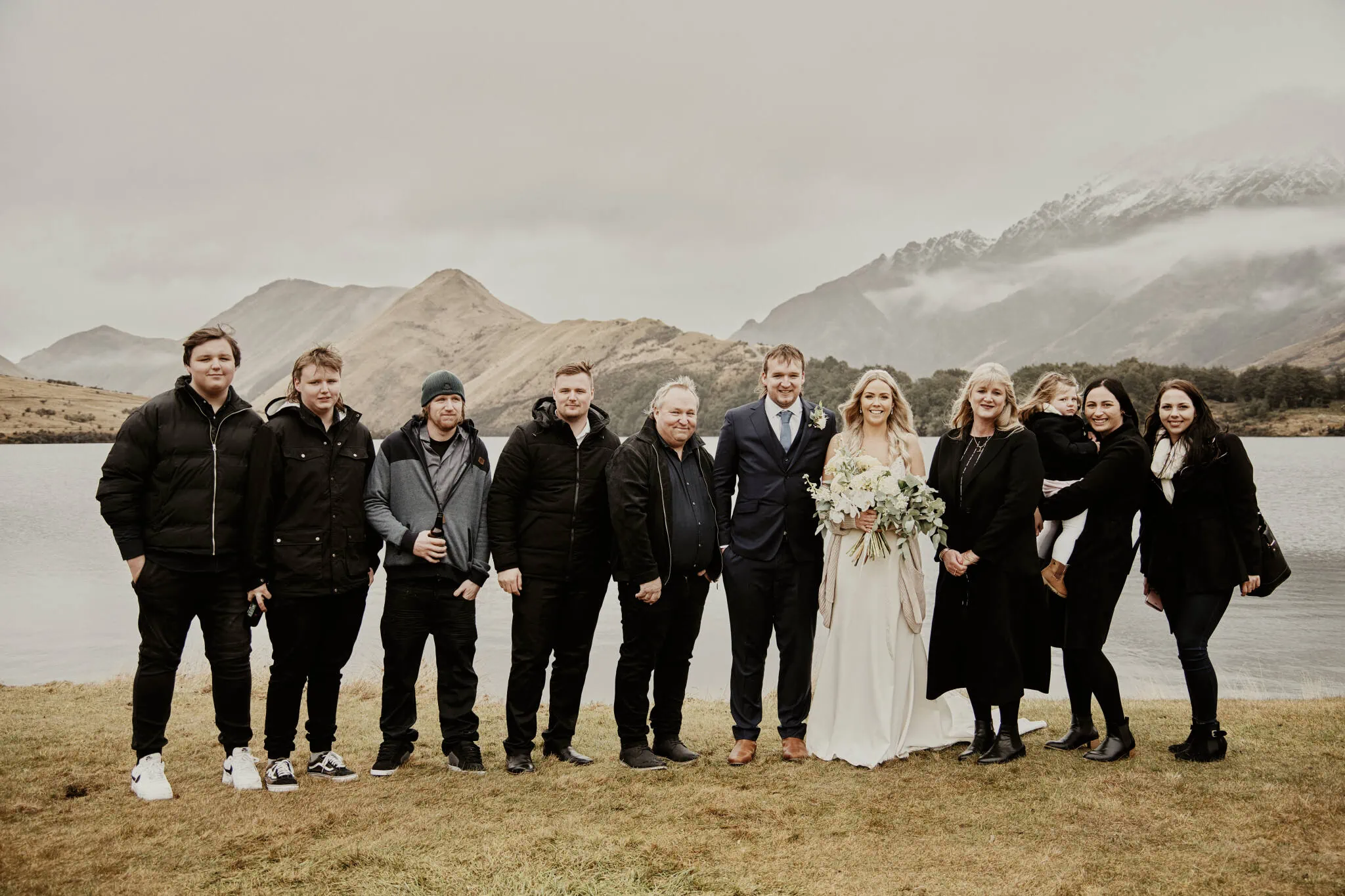 Queenstown New Zealand Elopement Wedding Photographer - Rebecca and Dylan's enchanting Moke Lake elopement wedding by the lake in New Zealand.