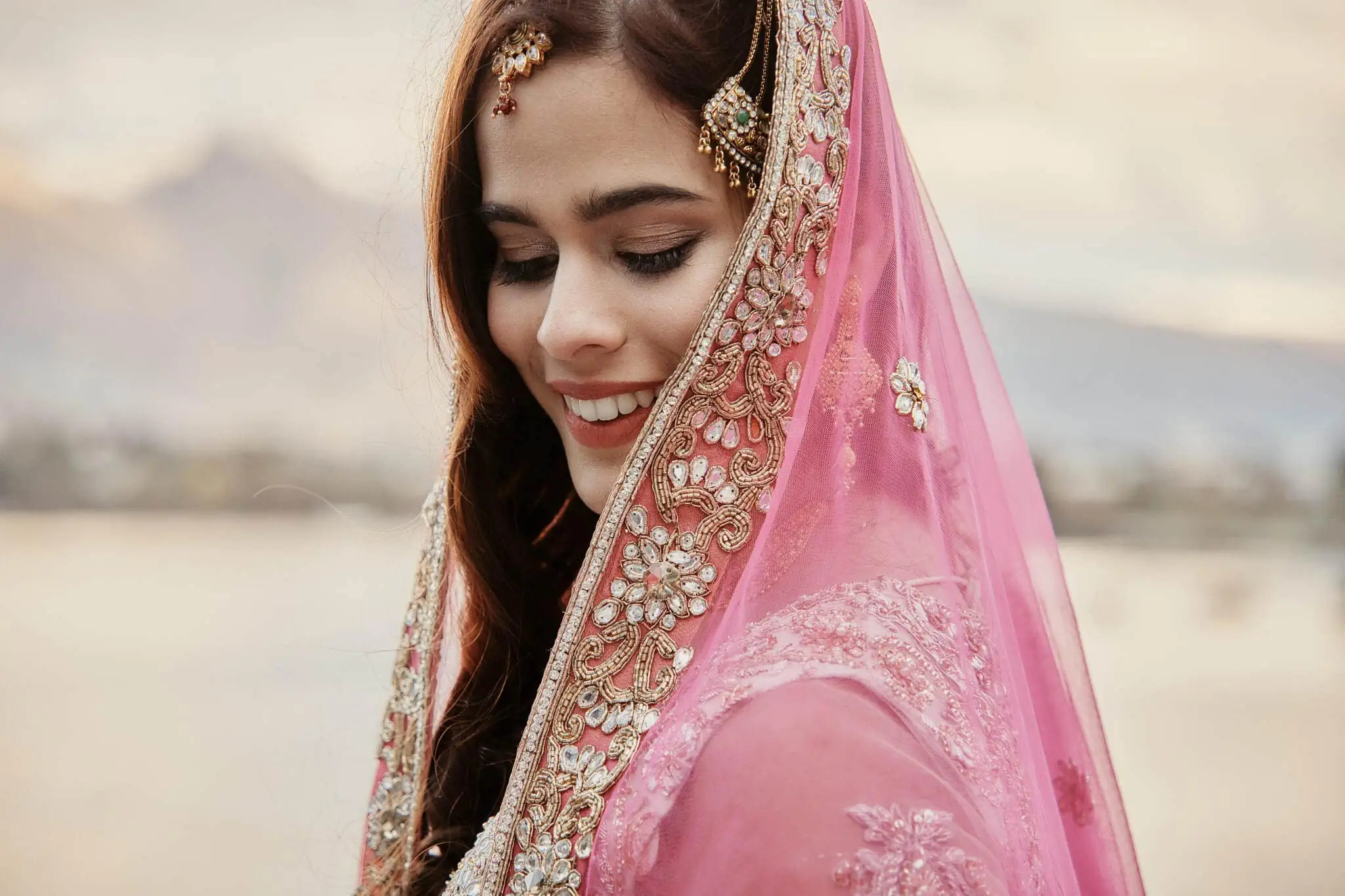 Queenstown New Zealand Elopement Wedding Photographer - Queenstown Islamic Wedding featuring a beautiful Indian bride in a pink sari.