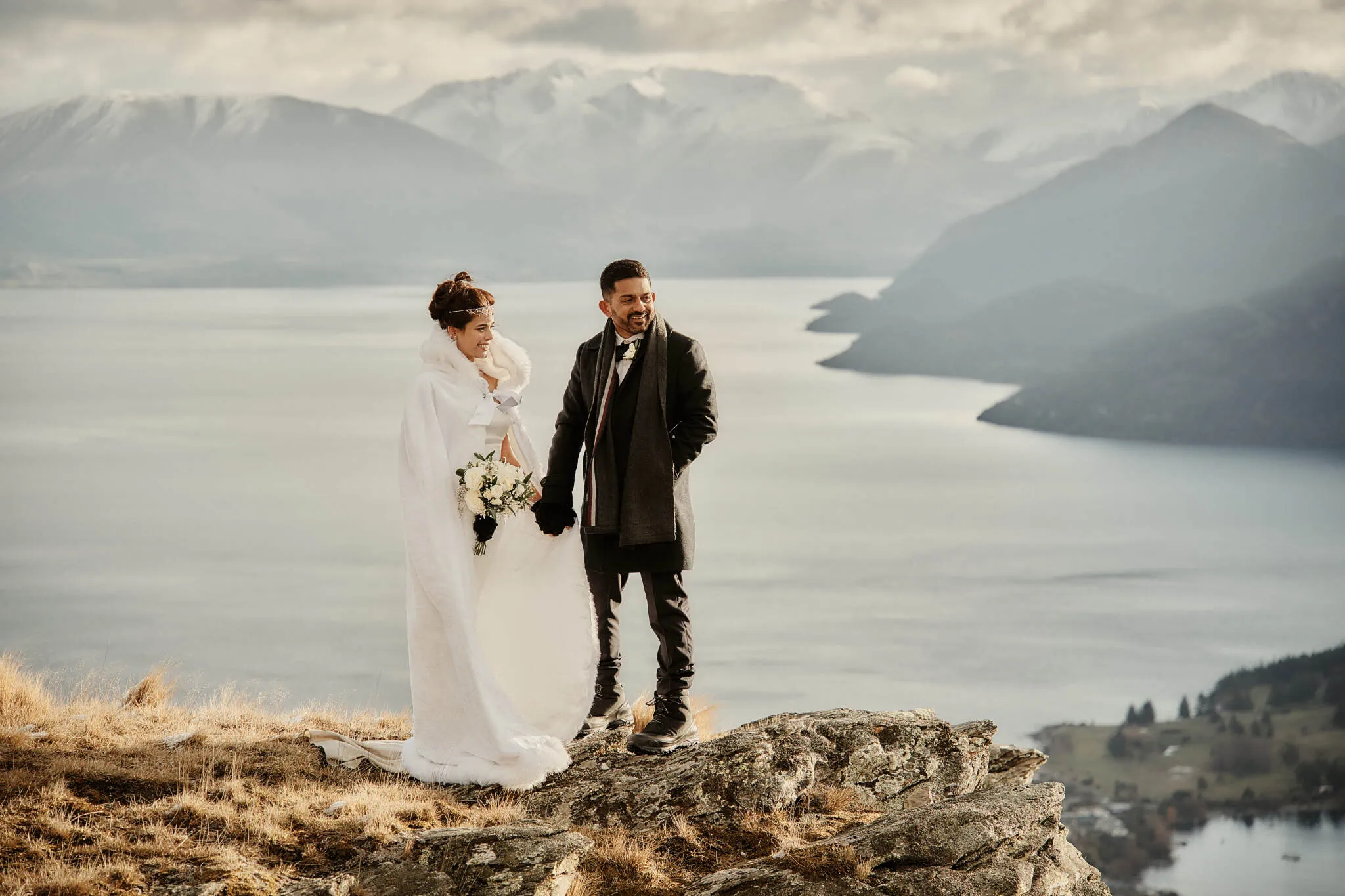 Queenstown New Zealand Elopement Wedding Photographer - Wasim and Yumn's Queenstown Islamic wedding on top of a mountain, overlooking Lake Wanaka.