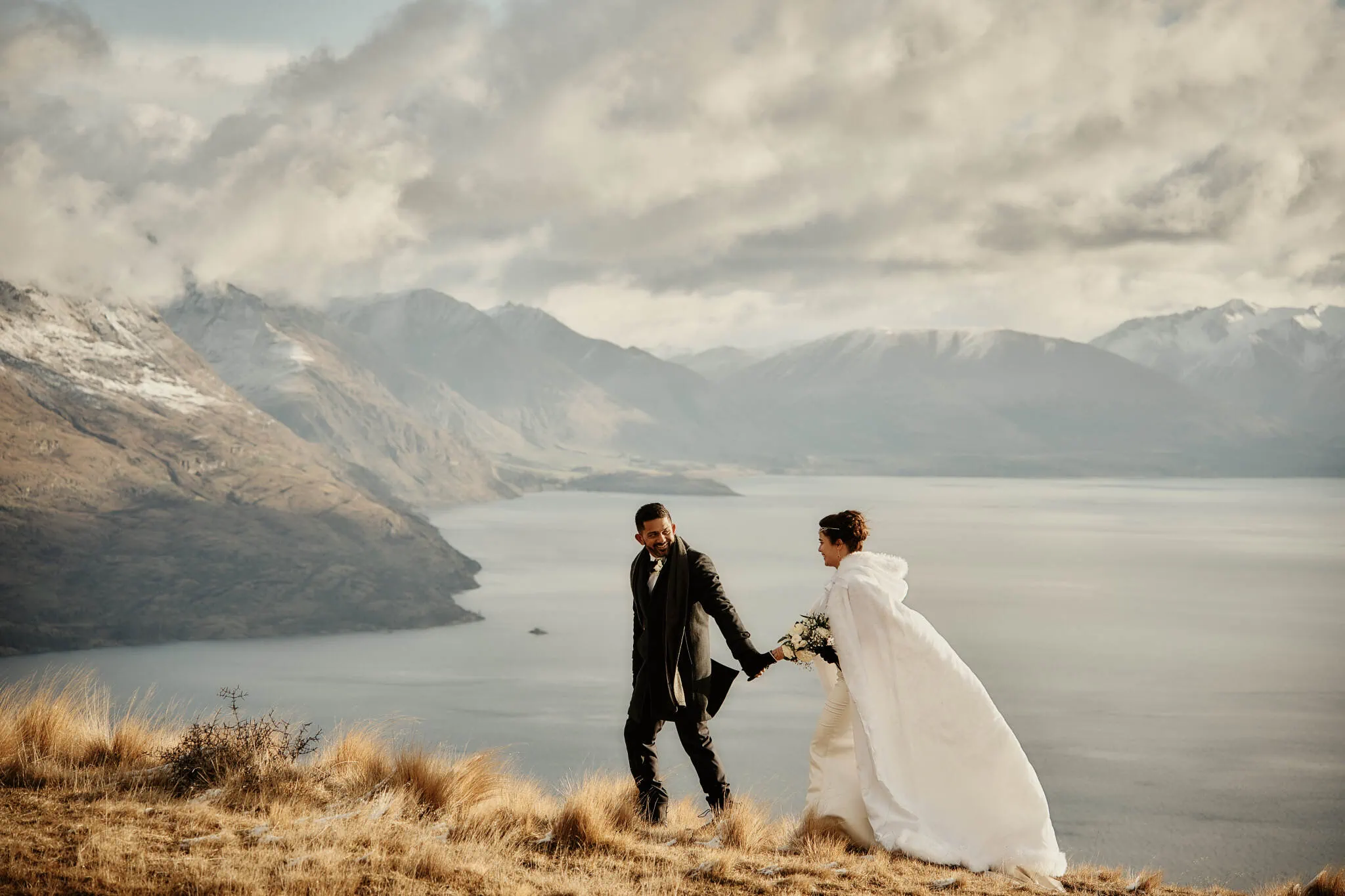 Queenstown New Zealand Elopement Wedding Photographer - Wasim and Yumn's Queenstown Islamic wedding atop a hill overlooking Lake Wanaka.