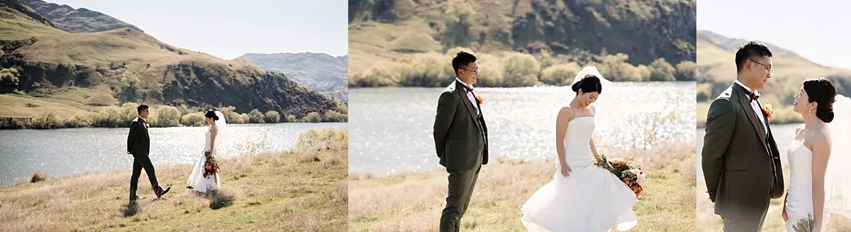 Queenstown Wedding Photographer A man and woman standing in a field.