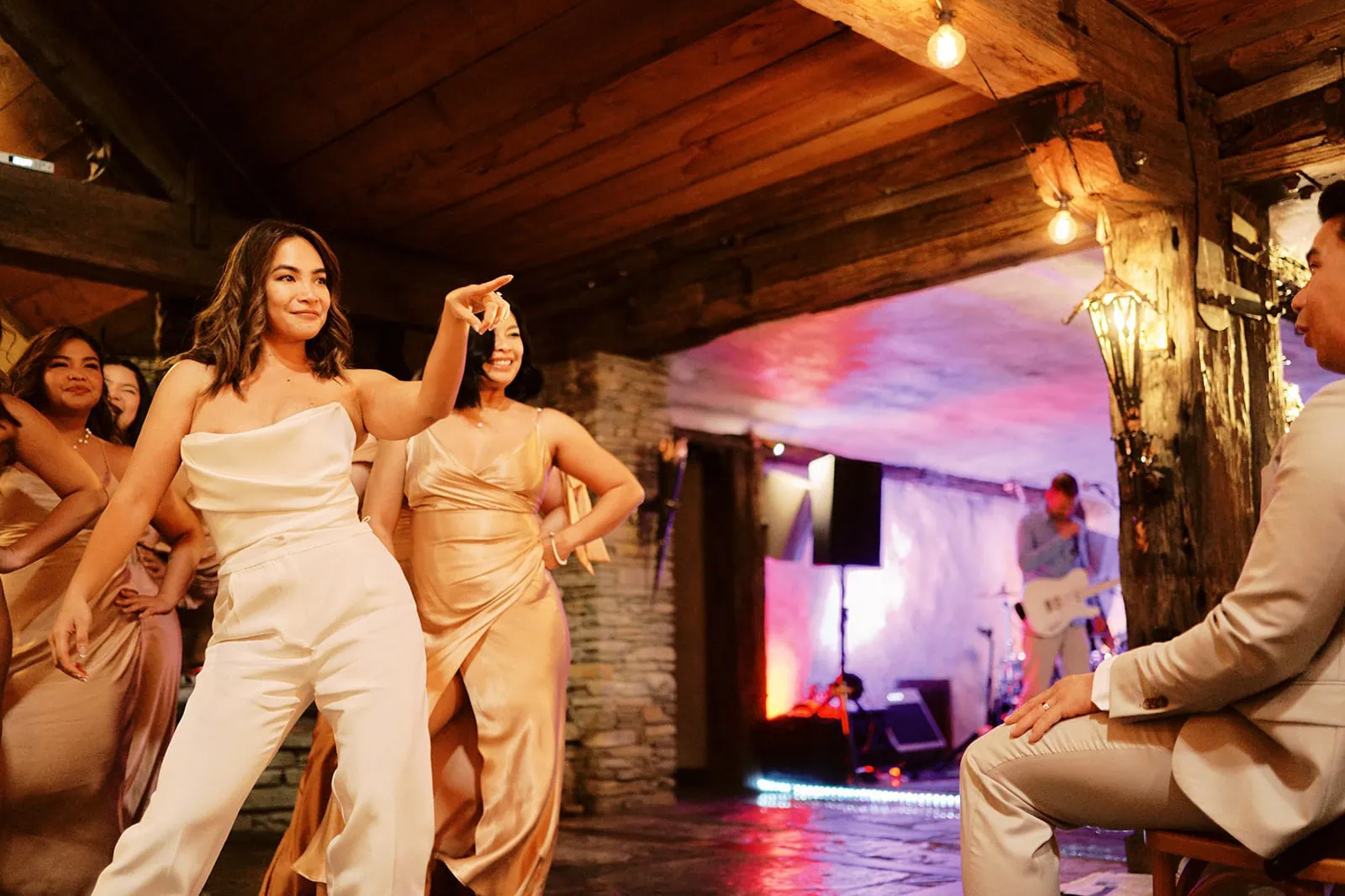 Queenstown Elopement Heli Wedding Photographer クイーンズタウン結婚式 | Ceidi and Tobi dance together at a Queenstown wedding reception.